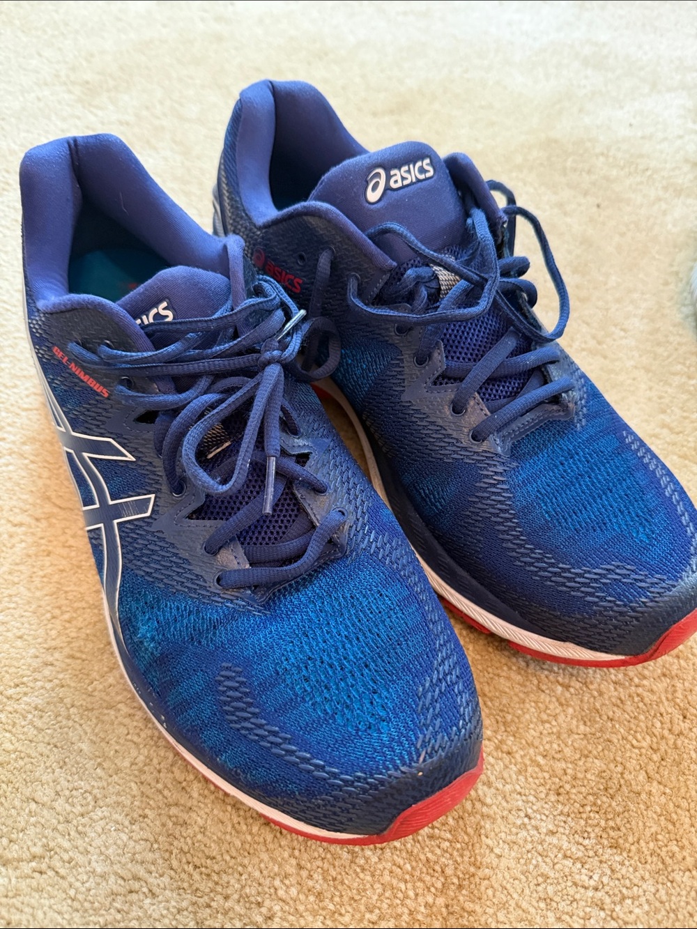 Asics navy and red men’s running shoes